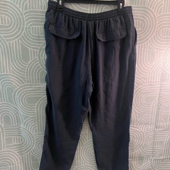 Zara Navy Blue Pull-On Pants Elastic Waist Relaxed Fit Modal Blend Size L - Picture 4 of 5
